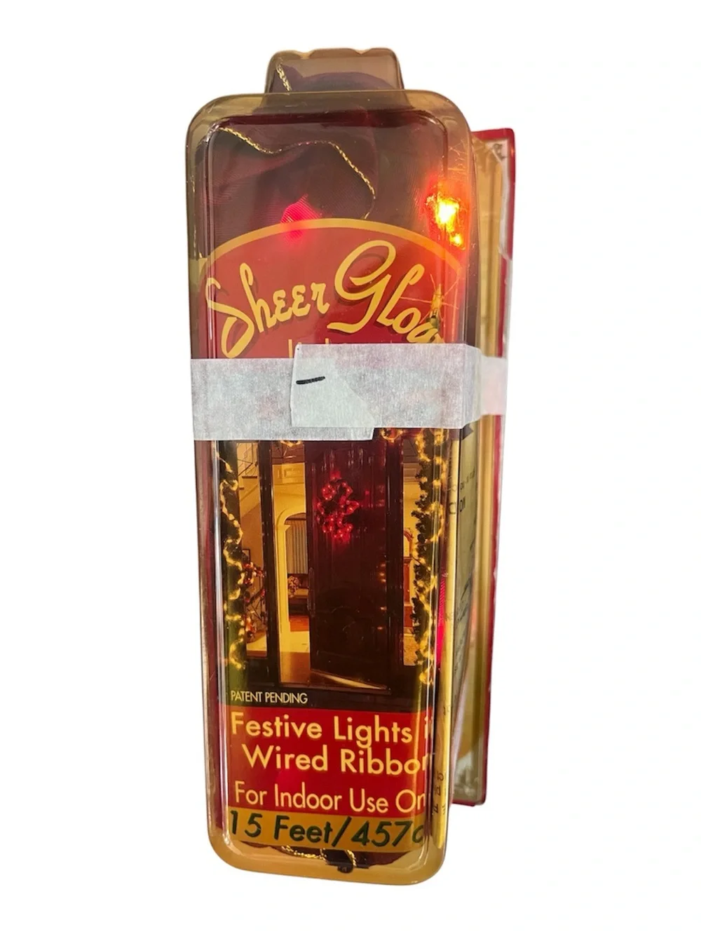 Vintage 2 Strands Sheer Glow Lights In Wired Ribbon Each 15 Feet Burgundy